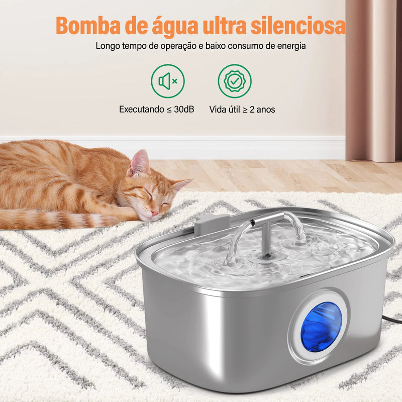 HydroPet™ – Bebedouro Automático Inox 3,2L para Cães e Gatos